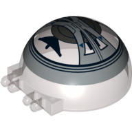 Windscreen 6 × 6 × 3 Canopy Half Sphere with Dual 2 Fingers and Droid Tri-Fighter Cockpit Print Transparent-Braun