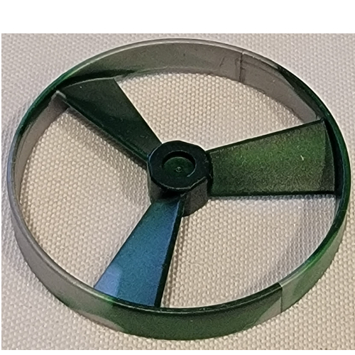 Large Figure Spinner / Propeller with Code, Marbled Pearl Light Gray Pattern (Rhotuka) Dark Green