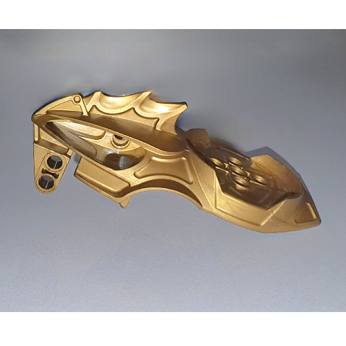 Large Figure Head Visorak with 7 Pin Holes and Axle Hole (Keelerak) in Flat Dark Gold
