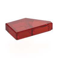 Fliese 1 × 2 mit Noppe Kerbe links Transparent-Rot