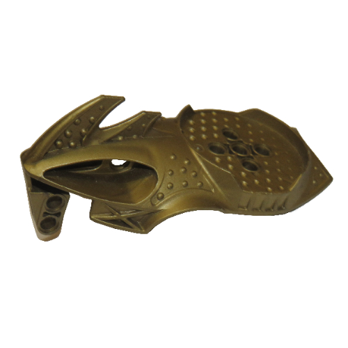 Large Figure Head Visorak with 7 Pin Holes and Axle Hole (Vohtarak) in Flat Dark Gold