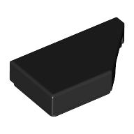 Tile 1 × 2 with Stud Notch Right Black