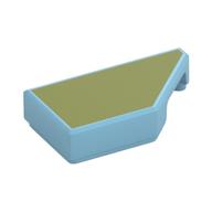 Tile 1 × 2 with Stud Notch Right with Olive Green Print Medium Azure
