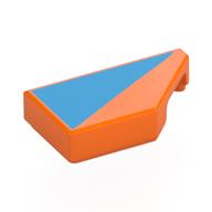 Tile 1 × 2 with Stud Notch Right with Medium Azure Triangle Print Orange