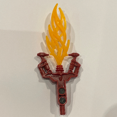 Large Figure Weapon Hordika Blazer Claw with Bright Light Orange Flexible Flame End, Magnet Dunkelrot