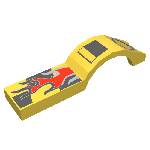 Wheel Arch, Mudguard 1 × 4 1/2 with Flame and Headlight Print Yellow