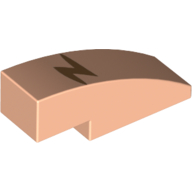 Brick Curved 3 × 1 No Studs with Lightning Bolt / Harry Potter Scar print Light Nougat