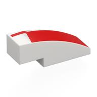 Brick Curved 3 × 1 No Studs with Red Shape print White