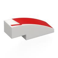 Brick Curved 3 × 1 No Studs with Red Shape print White