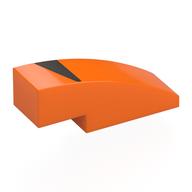 Brick Curved 3 × 1 No Studs with Silver Grille print Orange