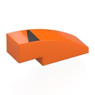 Brick Curved 3 × 1 No Studs with Silver Grille print Orange