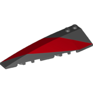 Brick Wedged, Curved 10 × 3 Left with Red Stripe Print Schwarz