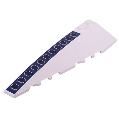 Brick Wedged, Curved 10 × 3 Left with Dark Blue Stripes, Black Airplane Windows print White