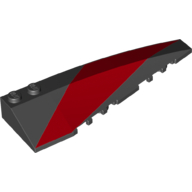 Brick Wedged, Curved 10 × 3 Right with Red Stripe Print Black