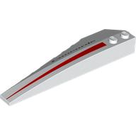 Brick Wedged, Curved 10 × 3 Right with Narrowing Red Stripe, Black 'Concorde' print Weiß