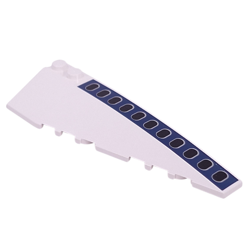 Brick Wedged, Curved 10 × 3 Right with Dark Blue Stripes, Black Airplane Windows print Weiß