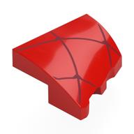 Brick Wedged, Curved 2 × 2 with Stud Notch Left with Dark Red Webs print Red