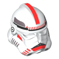 Helmet Clone Trooper Phase 2, Open Front, Red Stripe and Mouth Markings Print Weiß