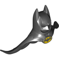 Mask, Batman Cowl with Cape, Yellow Batman Logo with 3 Center Bottom Points print Black