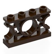 Fence 1 × 4 × 2 Ornamental Asian Lattice Round with 4 Studs Dark Brown