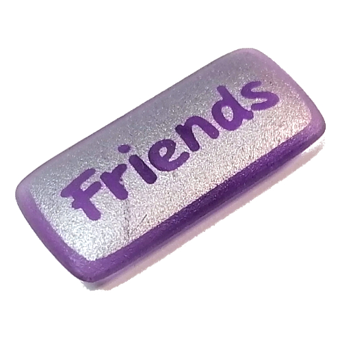 Clikits Icon, Rectangle 3L with Pin, Silver 'Friends' Print Trans-Medium Purple