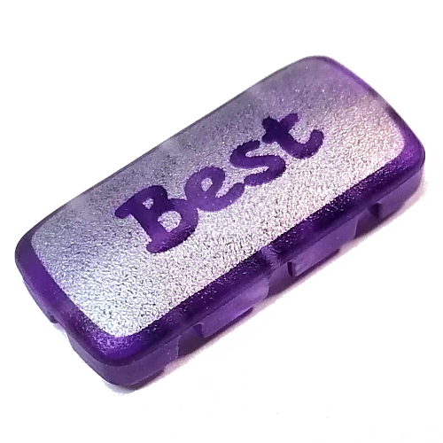 Clikits Icon, Rectangle 3L with Hole, Silver 'Best' Print Trans-Medium Purple
