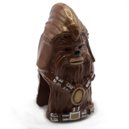 Minifig Head Special, Wookiee, Warrior with Gold and Silver Print Reddish Brown