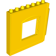 Duplo Building Wall 1 × 8 × 6 with Window Opening, Hinge on Right Yellow