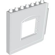 Duplo Building Wall 1 × 8 × 6 with Window Opening, Hinge on Right White