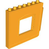 Duplo Building Wall 1 × 8 × 6 with Window Opening, Hinge on Right Bright Light Orange