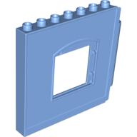 Duplo Building Wall 1 × 8 × 6 with Window Opening, Hinge on Right Medium Blue