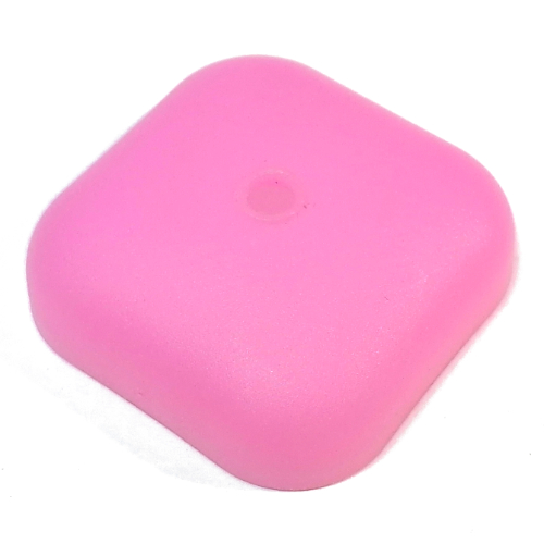 Clikits Container Box, Top / Lid, Square with 1 Hole Trans-Pink