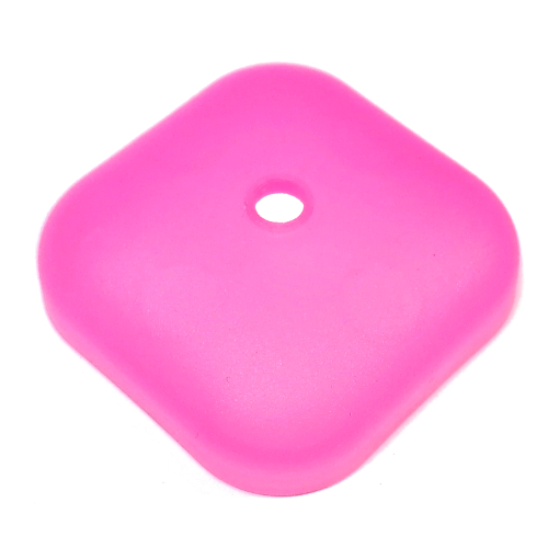 Clikits Behälter Kiste, oben / Deckel, quadratisch mit 1 Loch Transparent-Dunkelrosa