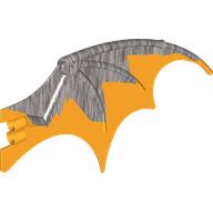 Creature Body Part, Dragon Wing 19 × 11 with Marbled Bright Light Orange Pattern Perlhellgrau