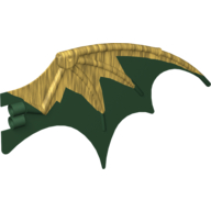 Creature Body Part, Dragon Wing 19 × 11 with Marbled Dark Green Pattern Perlgold