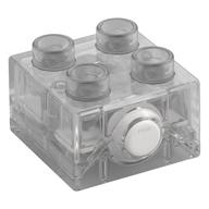 Duplo Light Brick 2 × 2 with White Button, Blue Light Trans-Clear