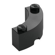 Brick Round Corner 3 × 3 Macaroni with 2 Studs Schwarz