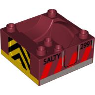 Duplo Train Cab / Tender Base with "Salty 2991" and Warning Bars print Dark Red