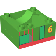 Duplo Train Cab / Tender Base 4 × 4 × 1.5 with Thomas & Friends Percy Print Bright Green