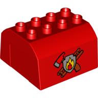 Duplo Train Cab Upper Section with Axe, Ladder & Fire Print Red