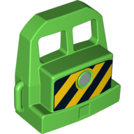 Duplo Train Locomotive Front with Silver Headlight and Diagonal Stripes Print Bright Green