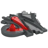 Duplo Train Track Switcher with Red Switch Dark Bluish Gray
