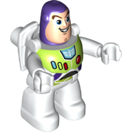 Duplo Figure with White Legs and Lime Space Suit, Light Nougat Face Print (Buzz Lightyear) Weiß