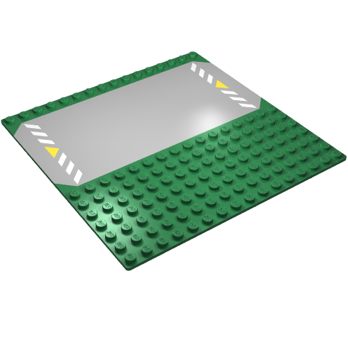 Baseplate 16 × 16 Road / Driveway with Yellow Triangle Print Green