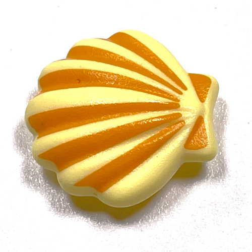 Clikits Icon, Shell 2 × 2 with Pin, Medium Orange Highlights Print Bright Light Yellow