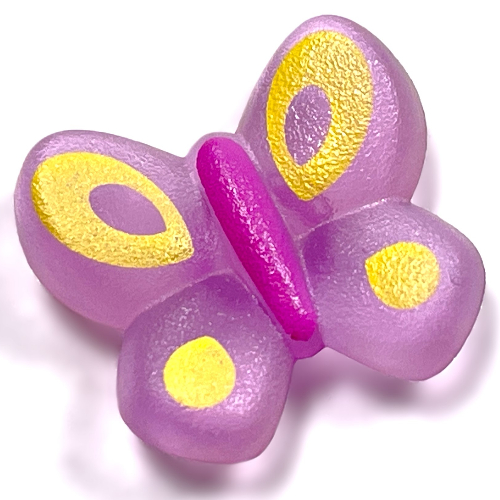 Clikits Icon, Butterfly 2 × 2 with Pin, Purple Body & Yellow Wings Print Trans-Light Purple