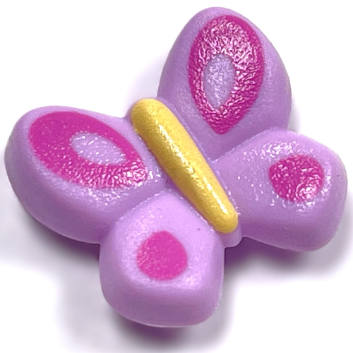 Clikits Icon, Butterfly 2 × 2 with Pin, Yellow Body & Dark Pink on Wings Print Reddish Lilac
