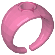 Clikits Ring, Wide Band with Hole in Top Transparent-Dunkelrosa