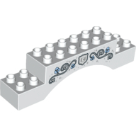 Duplo Brick 2 × 10 × 2 Arch with Ornaments and Shield Print White