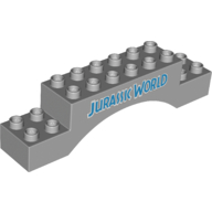 Duplo Brick 2 × 10 × 2 Arch with 'JURASSIC WORLD' Print Hellblaugrau